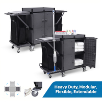Chariot de service multifonctionnel à frein au pied et roulettes pivotantes à 360 degrés pour le nettoyage et le linge des hôtels 5 étoiles, personnalisable