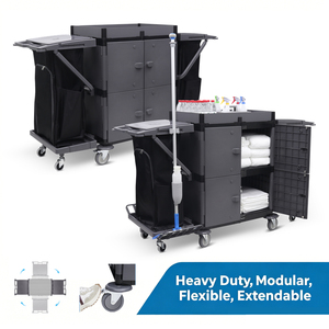 Chariot de service multifonctionnel à frein au pied et roulettes pivotantes à 360 degrés pour le nettoyage et le linge des hôtels 5 étoiles, personnalisable - Product Image 1