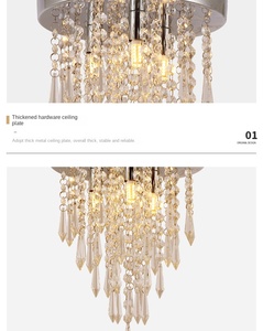 Exquis Argent Cristal Hôtel Villa Allée Entrée Plafonnier En Gros Au Détail Salon Couloir Décoratif Plafonnier - Product Image 5