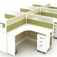 Escritorio de Oficina Modular Moderno con Partición, Muebles de Cubículo en Forma de L para 2-4 Personas