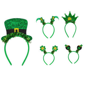 קישוטי מסיבת יום פטריק הקדוש, יום אירי, סרט לראש בצבע ירוק, קישוט תלתן, עבודת יד, חומרים מעורבים, פסטיבל - Product Image 1