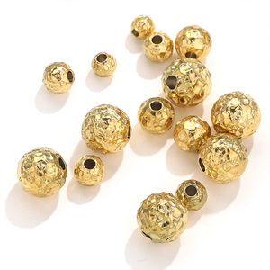 Cuentas redondas texturizadas de acero inoxidable con orificio para la fabricación de joyería DIY 6mm 8mm 10mm 12mm 14mm 16mm 18mm 20mm - Product Image 1