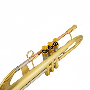 Trompeta Profesional de Alta Calidad en Si bemol, Acabado Mate Cepillado, Cuerpo de Latón, Llave de Agua <span class=keywords><strong>Amado</strong></span>, Lacado Tricolor Dorado para Músico Profesional - Product Image 2