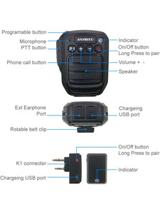 Micrófono Inalámbrico Bluetooth HB980 Anysecu, Micrófono de Hombro para Walkie Talkie Baofeng Quansheng K Head M Head L833 - Product Image 2