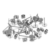 Vente en gros de supports de boucles d'oreilles en acier inoxydable hypoallergénique, supports vierges pour la fabrication de bijoux DIY