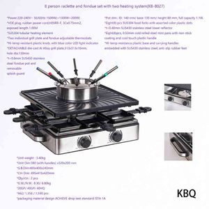 Gril électrique d'intérieur 8 Woks pour <span class=keywords><strong>raclette</strong></span> et <span class=keywords><strong>fondue</strong></span>, plaque antiadhésive détachable, contrôle de la température, sans fumée, pour fêtes à domicile et barbecue - Product Image 6