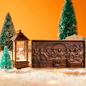 Ultima cena icona religiosa arte scultura in legno intaglio della parete in legno targa ispirata al lavoro biblico casa regalo cristiano appesa alla parete - Product Image 3