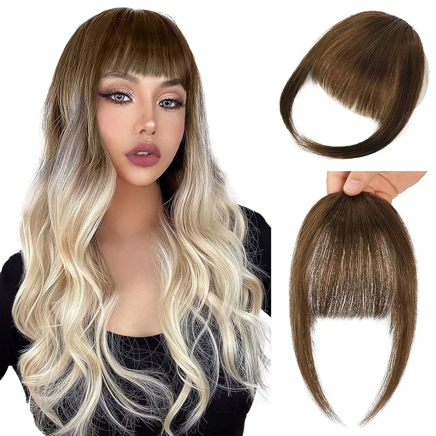 WS05 Top Selling Wholesale Silky Straight Neat Hair Bangs Synthetic Clip In Hair Bangs Fringe Hair Extension