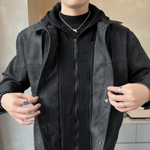 Chaqueta de Trabajo para Exteriores con Cuello Alto, Múltiples Bolsillos y Corte Holgado en Dos Tonos Tierra - Product Image 6