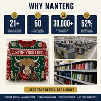 Produsen Kustom Nanteng 100% Katun Kasual Lembut Hangat Bergambar Sapi Lucu Kerah Bulat Sweater Natal Jelek Pria