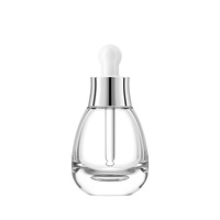 Flacon compte-gouttes d'usine d'emballage cosmétique de 30ml flacon de sérum en forme d'ampoule avec compte-gouttes en or et argent