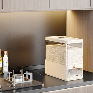 현대 플라스틱 식용 쌀 보관 용기 다기능 가정용 밀폐형 방습 곡물 디스펜서 - Product Image 6