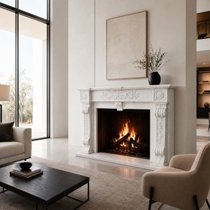 Chimenea de Mármol Personalizada, Moderna, Tallada a Mano, de Lujo, Chimenea de Mármol Blanco, Revestimiento de Chimenea de Mármol - Product Image 6