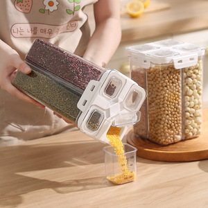 Conteneur de stockage alimentaire hermétique, pot à céréales transparent de 3 L, couvercles et compartiments étanches, idéal pour les céréales, la farine, le riz, les noix - Product Image 2