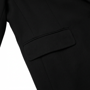 Blazer Clásico Negro de Lana para <span class=keywords><strong>Hombre</strong></span>, Corte Entallado, Cuello en V, Color Sólido, para Oficina, Negocios, Casual, Formal, Personalizado - Product Image 3
