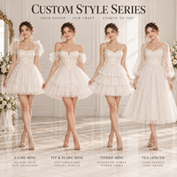 Robe mini pour femme en tulle à sequins, épaules dénudées, manches bouffantes, corsage corset, volants superposés, marque privée