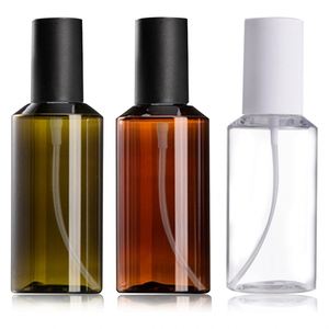 Botella de PET Ámbar Verde de Alta Gama de 100, 150, 200 y 280 ml para Loción en Aerosol, para Suero para el Cuidado de la Piel y Champú, con Tapa Negra Mate y Blanca - Product Image 1