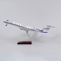 Jet Privé Gulfstream G650 Maquette d'Avion Prototype à l'Échelle 1/75 avec Support et Train d'Atterrissage Aile Fixe