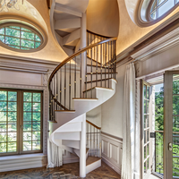DAIYA – escalier en spirale avec couvercle avec bande de roulement en bois, balustrade en acier, élévation étroite