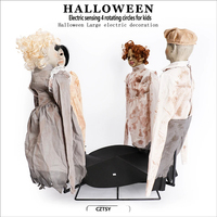 Décoration d'Halloween animatronique rotative effrayante pour enfant, accessoire de maison hantée activé par le mouvement pour jardin