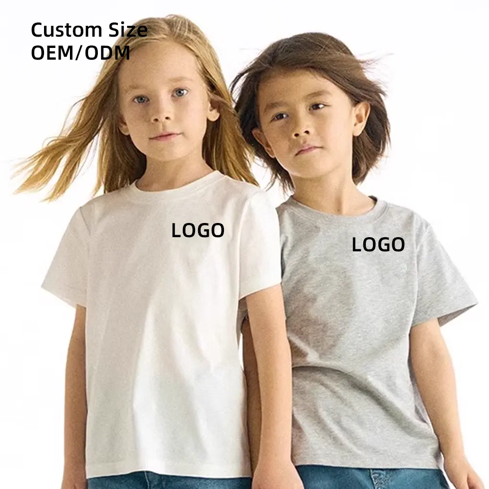 Fabrika toptan özel organik boş boy düz kısa kollu bebek kız t-shirt Polo