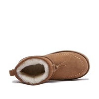 Bottes d'hiver décontractées pour femmes, légères, à plateforme, bout rond, en daim de vache et nubuck, avec doublure en fourrure intégrée et doublure en cuir