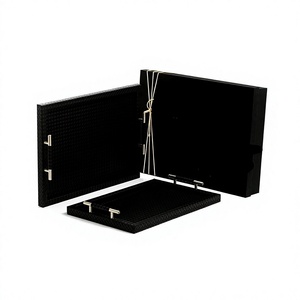 Ensemble de 2 plateaux de service en bois noir de tailles différentes pour thé et café au prix le plus bas - Product Image 1