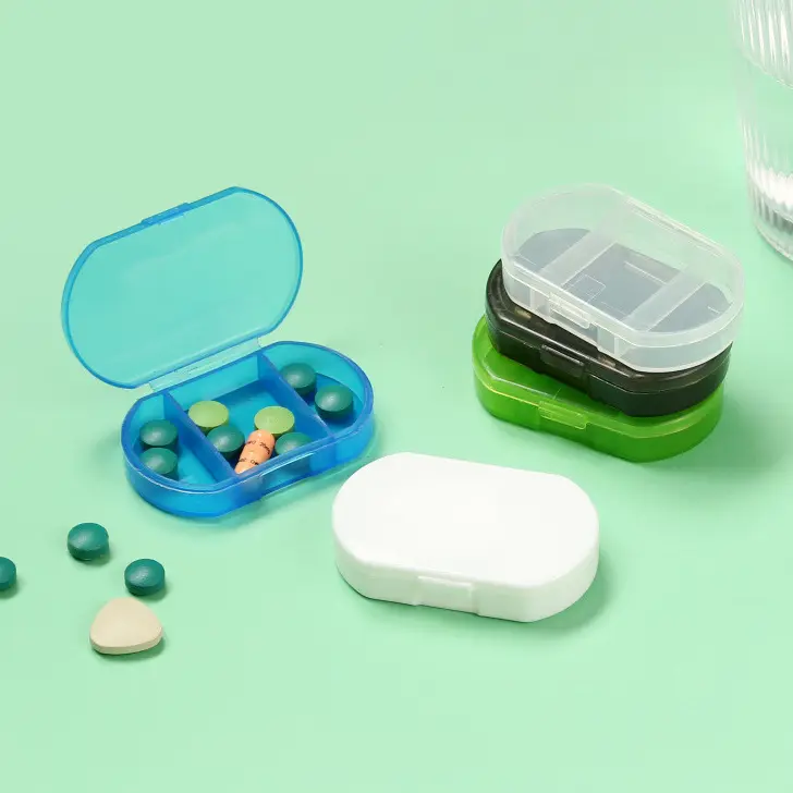 Mini étui à pilules de voyage Boîte de rangement pour pilules de voyage à 3 grilles