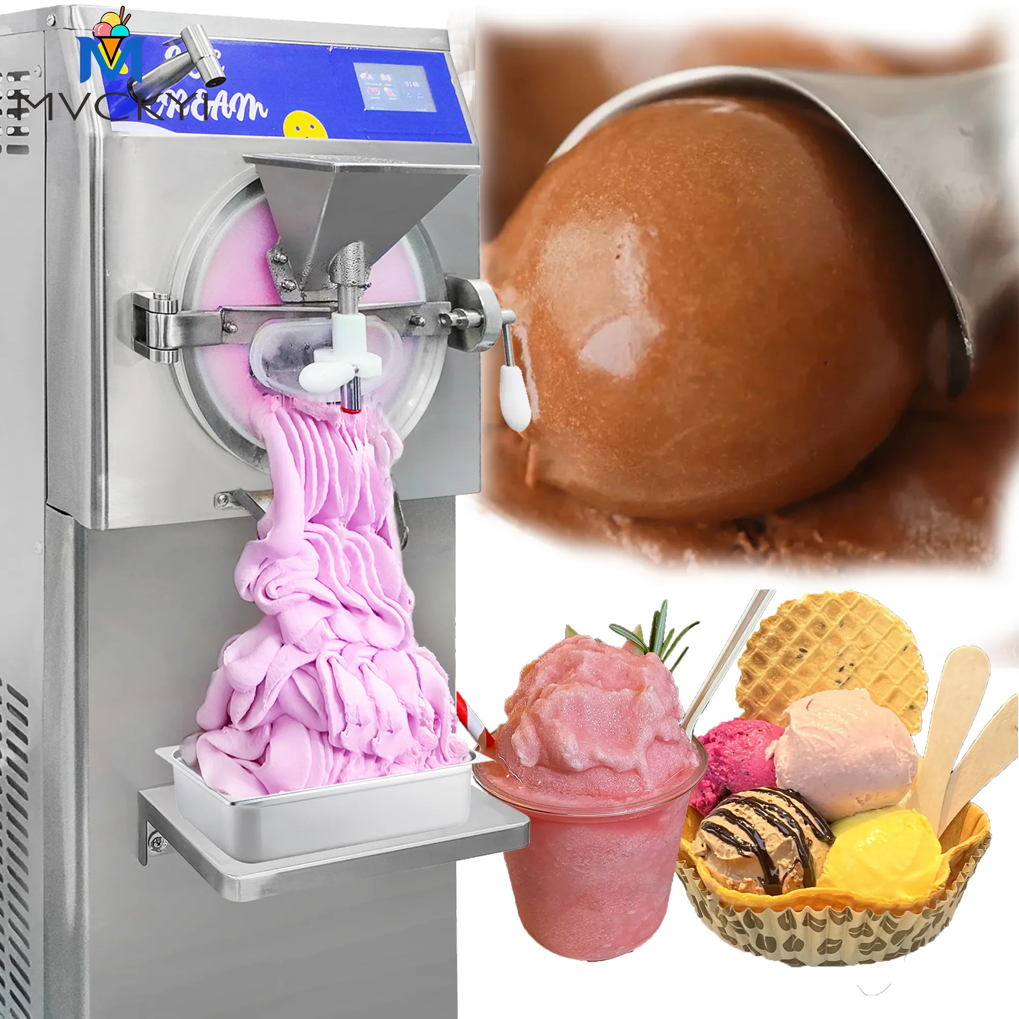 Mvckyi mới 48L/h 5 chức năng cứng Máy làm kem Sorbet Gelato máy hàng loạt tủ đông ý Ice Slush máy