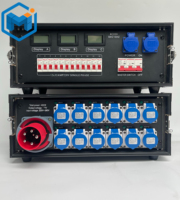 Distributeur de puissance portable 63A 5 broches, entrée 12 voies, sortie étanche 16A, avec éclairage de travail LED noir et bleu, pour événements/scènes/DJ/clubs