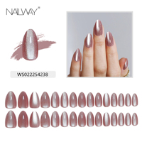 Nailway Soft Gel Cat Eye 30Pcs Réutilisable En Gros French Press on Nails Finger Nails