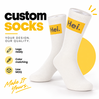Chaussettes en coton blanc personnalisées avec étiquette en tricot, ajoutez votre logo, couleurs personnalisées et service d'échantillonnage rapide