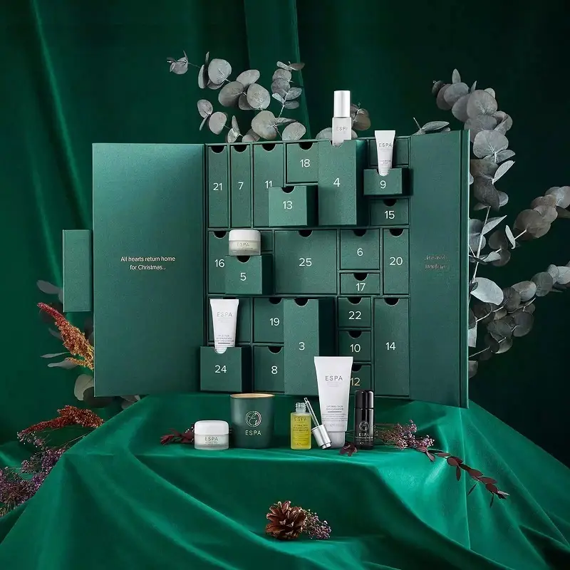 Benutzer definierte Advents kalender Leere Luxus Pappe Papier Geschenk Schönheit Kosmetik Verpackung Countdown Weihnachten Advents kalender Box