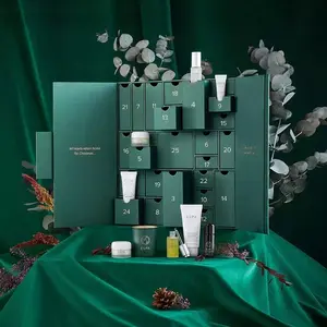 Custom Advent Calendar Empty Luxury Cardboard Paper Gift Beauty Cosmetic Packaging Countdown Christmas Advent Calendar Box