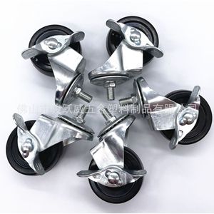 <b>Swivel</b> Caster With Brake 63mm Rubber Wheel 25mm Thickness 60kg Load Capacity Furniture Casters - Product Image 4