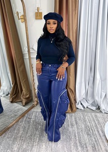 <span class=keywords><strong>Pantaloni</strong></span> in <span class=keywords><strong>Pelle</strong></span> Elasticizzati a Vita Alta dal Design alla Moda, <span class=keywords><strong>Pantaloni</strong></span> Cargo da Donna, <span class=keywords><strong>Pantaloni</strong></span> a Gamba Larga - Product Image 3