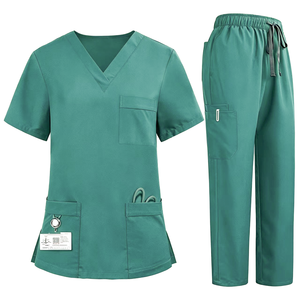 Ensembles de Blouses Médicales Vertes en Polyester Spandex Extensible 4 Directions pour Hôpitaux – Confortables et Respirantes – Tenues de Travail pour Infirmières – Vente en Gros - Product Image 1