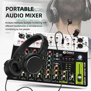 Audio numérique haute fidélité DEBRA V8, table de mixage audio 8 canaux, enregistrement en direct, réverbération, prend en charge les microphones à condensateur - Product Image 6