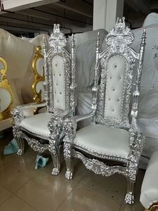 เก้าอี้บัลลังก์สีแดงกำมะหยี่ โครงสีทอง สำหรับงานแต่งงาน โรงแรม เฟอร์นิเจอร์ใช้ภายในอาคาร สไตล์โมเดิร์น หนังแท้ พนักพิงแข็งแรง สำหรับงานแต่งงาน - Product Image 4
