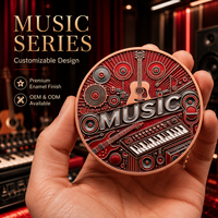 Pièces de monnaie en cuivre pur 999 de 1 oz et 5 oz, série musicale, style graffiti, impression UV 3D en relief coloré, cadeau créatif, artisanat métallique