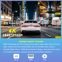 Caméra de tableau de bord DVR pour rétroviseur de voiture avec écran tactile de 10 pouces, double objectif avant et arrière, caméra de tableau de bord 4K WiFi GPS