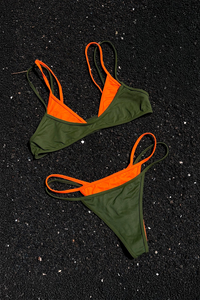 Conjunto de <span class=keywords><strong>Bikini</strong></span> de Cintura Alta con Tirantes y Diseño Personalizado <span class=keywords><strong>en</strong></span> Tela Reciclada para Mujer, Venta al Por Mayor de Fabricantes - Product Image 2