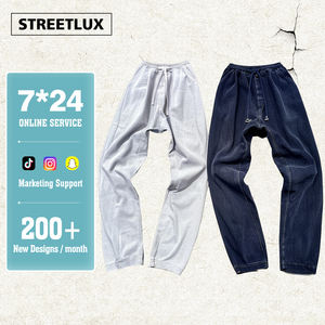 StreetLux Pantalon de survêtement pour homme en tissu éponge français personnalisé Streetwear pantalon de jogging évasé avec rayures délavées à l'acide et au soleil - Product Image 1