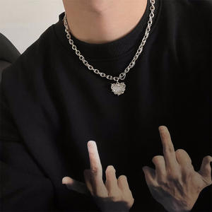 قلائد هيب هوب للرجال والنساء أزياء بسيطة من التيتانيوم الصلب سلسلة مجوهرات ملفوفة بطبقتين (NL907) - Product Image 2