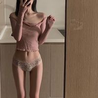 Celana Dalam Wanita Motif Leopard Berenda Seksi, Bahan Polyester Katun Antibakteri, Bagian Crotch Sutra Es Tanpa Jahitan, Bernapas, Model Low-rise, ODM