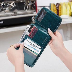 New Design RFID Blocking Card Holder Case Trifold Coin Pocket <b>Purse</b> Women Leather Short Wallet With Bottom - Product Image 6