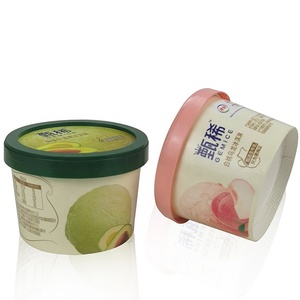 Popular en Oferta <span class=keywords><strong>2021</strong></span>: Envase de Papel para Alimentos con Logotipo Personalizado, Ecológico, de 6oz, 8oz, 12oz, para Gelato, con Tapa y Cuchara - Product Image 2