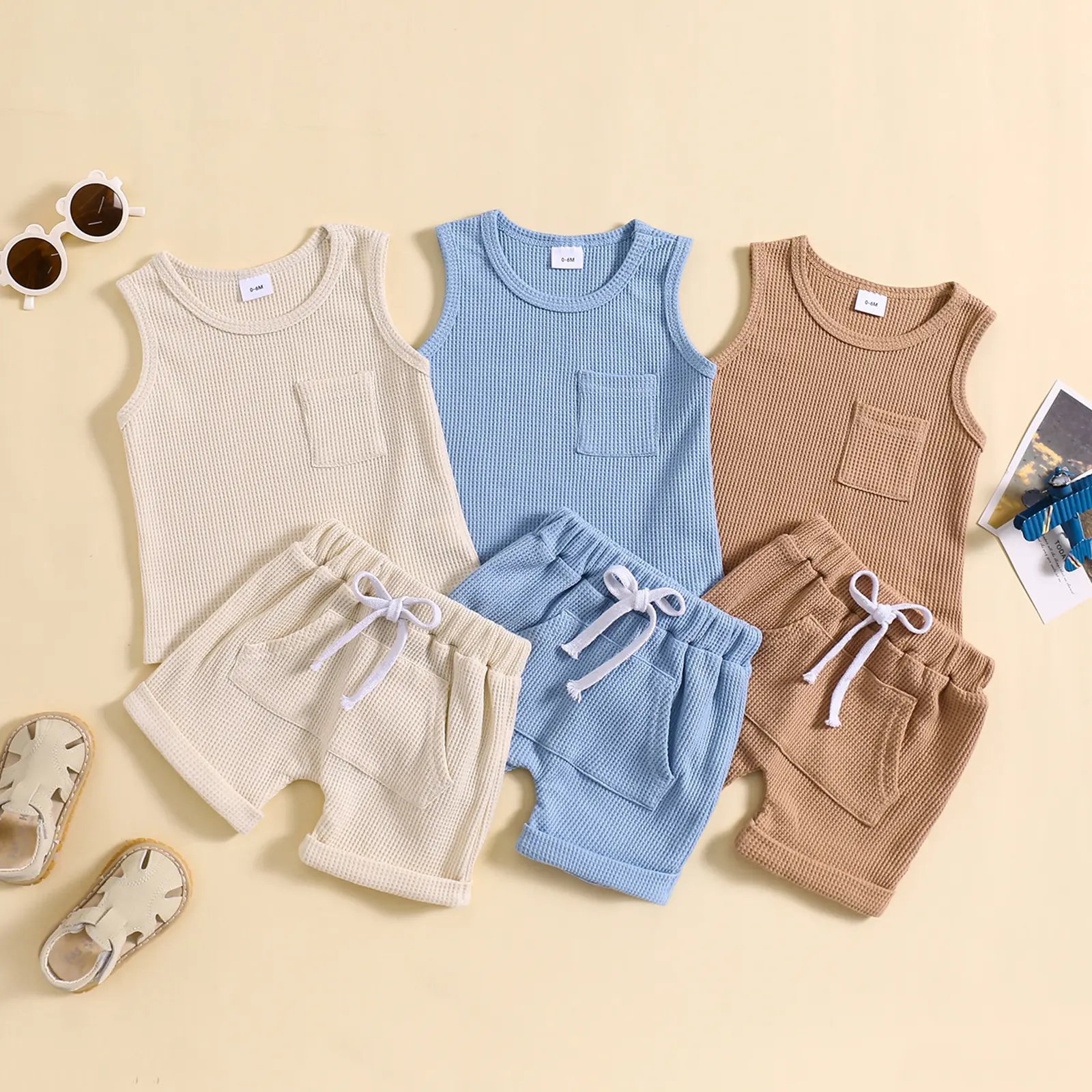 289 Summer Toddler Shorts Set Organic Cotton Ribbed Tank Tops And Shorts Custom Sleeveless Ribbed T Shirt And Shorts