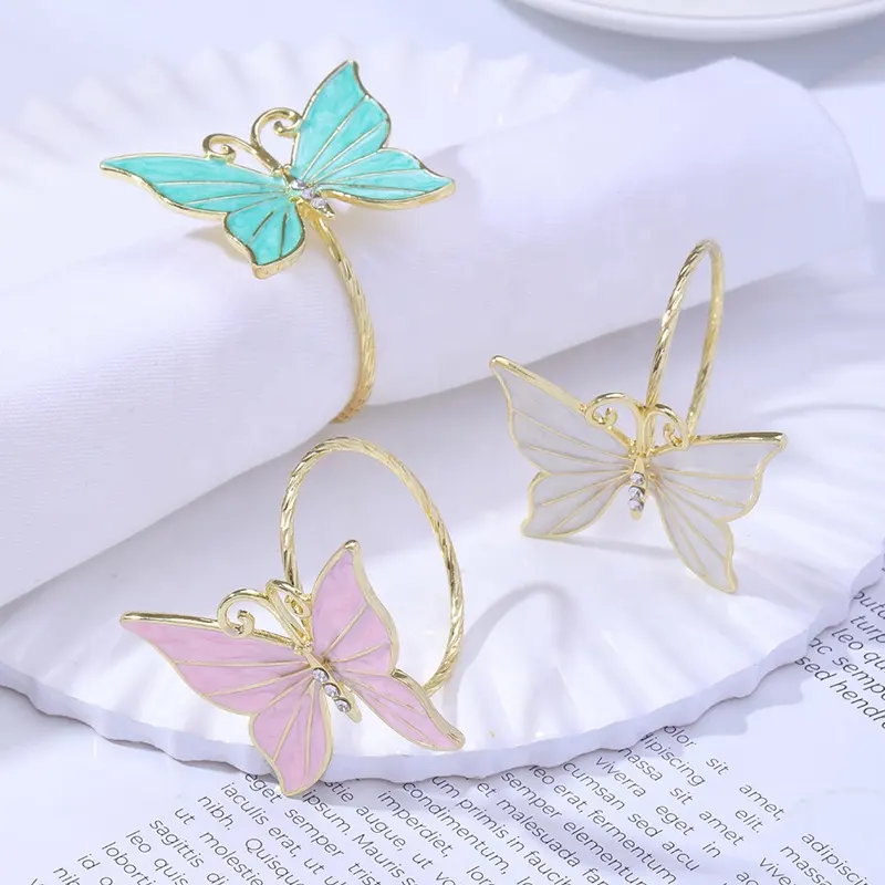 3 colori farfalla portatovaglioli in metallo portatovaglioli anello per tavolo decorazione festa farfalla portatovaglioli matrimonio decorazione festa