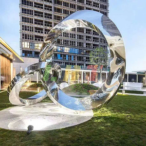 Libit Mirror Stainless Steel Circular Sculpture Outdoor Garden Hotel Decor Floor Mount Customized Abstract Geometric Art - Product Image 1
